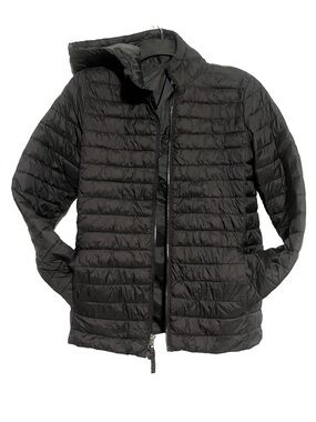 Lands' End Black Hooded Puffer PrimaLoft Quilted Jacket Unisex Youth Size XL 116